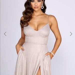 EVERLY A-LINE GLITTER FORMAL DRESS